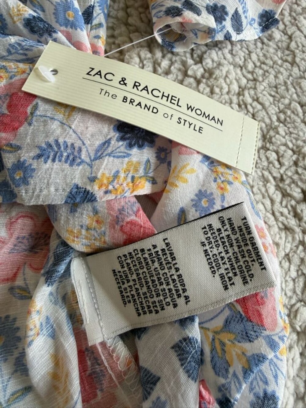 Zac & Rachel NWT Lightweight Breezy Floral on White Blouse - Size 3X - Picture 6 of 10